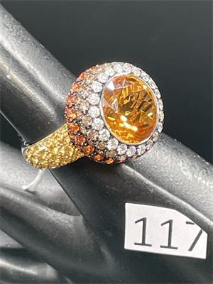 43/2023/117 - anello oro bianco	con diamanti e pietre varie